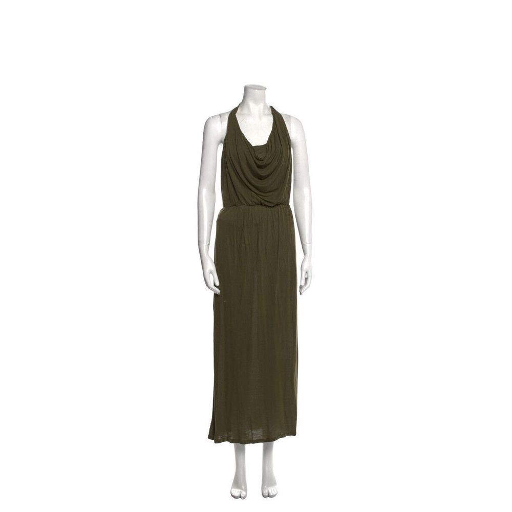 Alice + Olivia Air by Stacy Bendet Womens Maxi Halter Dress Olive Green Small